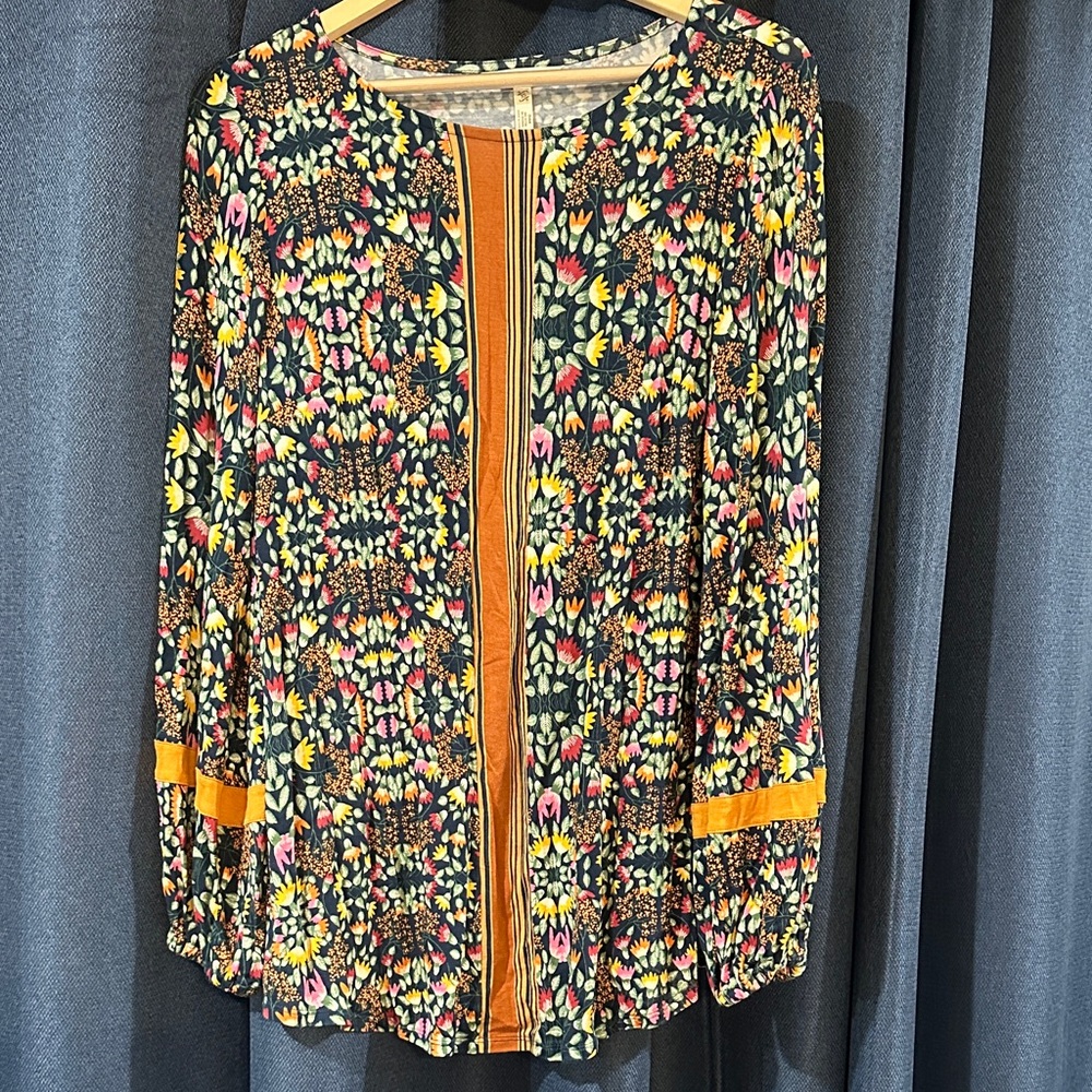 Matilda Jane Floral Blouse - navy, rust, pink